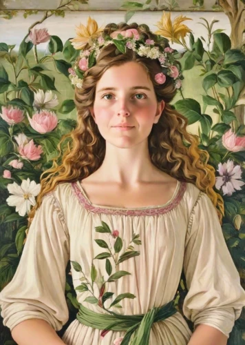 girl in flowers,girl in a wreath,portrait of a girl,girl in a historic way,girl picking flowers,flora,girl in the garden,rapunzel,beautiful girl with flowers,girl with bread-and-butter,young woman,the girl's face,flower painting,kahila garland-lily,mystical portrait of a girl,milkmaid,flower girl,girl picking apples,lillian gish - female,portrait background