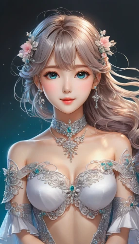 bridal,silver wedding,bridal clothing,bridal dress,fairy queen,fairy tale character,cinderella,fantasy girl,female doll,3d fantasy,flower fairy,white rose snow queen,mermaid background,faerie,fairy,bridal veil,bridal accessory,ice queen,tiara,bride,Illustration,Japanese style,Japanese Style 01