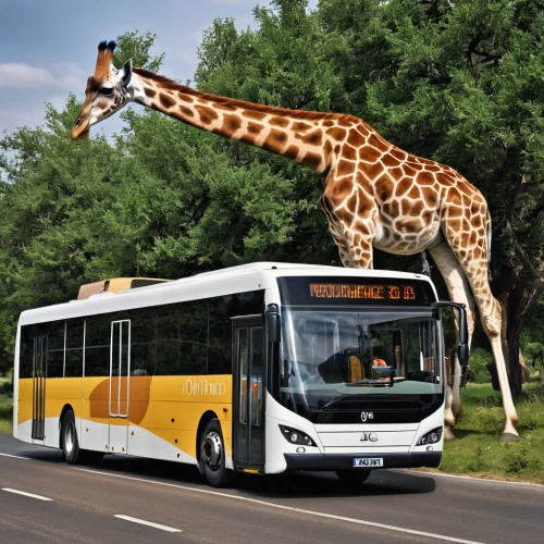 neoplan,postbus,setra,flixbus,optare tempo,giraffidae,the system bus,two giraffes,optare solo,swiss postbus,giraffe,passenger gazelle,dennis dart,ac greyhound,double-decker bus,citaro,checker aerobus,giraffes,rampur greyhound,shuttle bus,Photography,General,Realistic