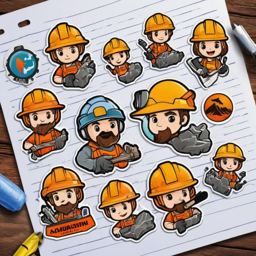 miners,clipart sticker,miner,construction helmet,icon set,hardhat,construction workers,pencil icon,construction company,construction industry,pentagon shape sticker,climbing helmets,stickers,hard hat,mining,builder,digging equipment,builders,workers,forest workers,Unique,Design,Sticker