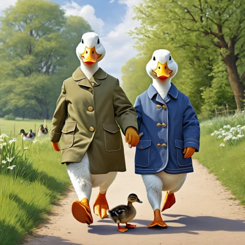a pair of geese,wild ducks,ducks,walk,geese,stroll,goslings,partnerlook,strolling,french tourists,adventure game,wild geese,greylag geese,pedestrians,fry ducks,waterfowl,tourists,walking dogs,walking,bird couple,Photography,General,Realistic