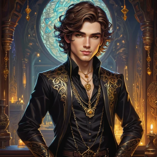 zodiac sign leo,zodiac sign libra,male elf,fantasy portrait,corvin,daemon,melchior,libra,male character,robert harbeck,valentin,merlin,fantasy art,leo,perseus,uriel,game illustration,custom portrait,htt pléthore,portrait background,Illustration,Realistic Fantasy,Realistic Fantasy 25