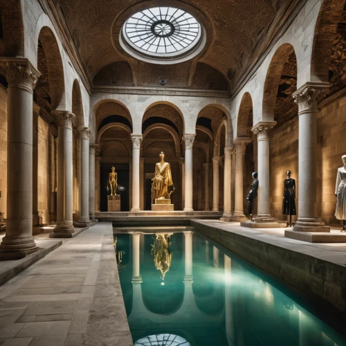 roman bath,floor fountain,marble palace,kunsthistorisches museum,classical antiquity,thermae,reflecting pool,ancient roman architecture,louvre,neoclassical,louvre museum,musei vaticani,villa cortine palace,renaissance,roman ancient,certosa di pavia,christopher columbus's ashes,cistern,the ancient world,thermal bath,Photography,General,Realistic