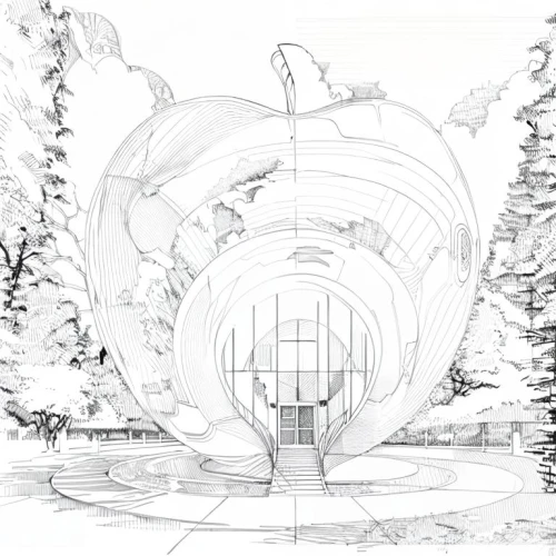 panoramical,round house,house drawing,house in the forest,archidaily,spherical image,round hut,musical dome,snowhotel,landscape plan,circular staircase,concept art,school design,circle design,wireframe graphics,sky space concept,architect plan,klaus rinke's time field,spheres,futuristic architecture,Design Sketch,Design Sketch,Hand-drawn Line Art