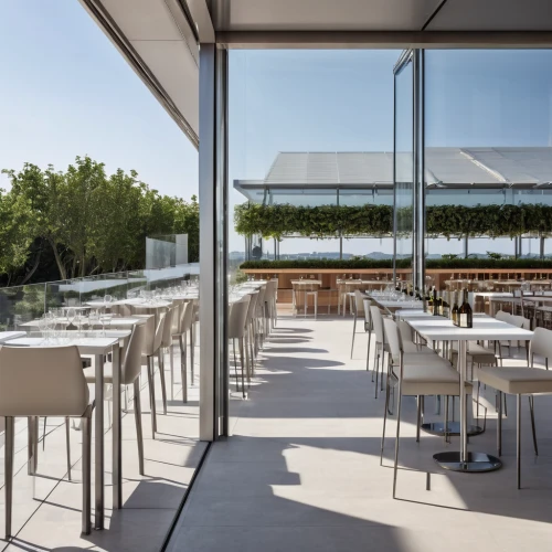 aschaffenburger,outdoor dining,outdoor table and chairs,home of apple,outdoor table,fine dining restaurant,roof terrace,apple world,salt bar,beach restaurant,apple store,daylighting,glass facade,a restaurant,apple trees,breakfast room,archidaily,canteen,beer tables,terrace,Photography,General,Realistic