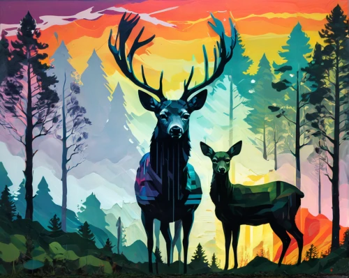 deer illustration,elk,forest animals,glowing antlers,buffalo plaid antlers,deers,buffalo plaid deer,stag,deer,caribou,young-deer,deer drawing,fawns,bucks,deer with cub,antlers,european deer,woodland animals,whitetail,deer in tears,Conceptual Art,Oil color,Oil Color 02