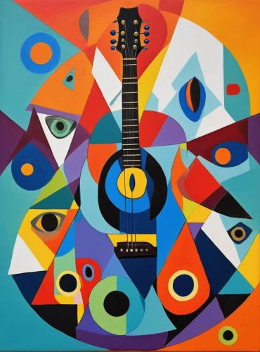 painted guitar,acoustic-electric guitar,cavaquinho,music instruments,mandolin,cd cover,musical instruments,bouzouki,cool pop art,instrument music,the guitar,string instruments,acoustic guitar,musical instrument,piece of music,modern pop art,psychedelic art,classical guitar,slide guitar,tambourine,Illustration,Vector,Vector 07