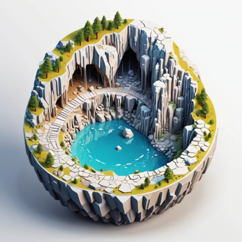 artificial islands,floating island,floating islands,artificial island,terraforming,swim ring,3d fantasy,island suspended,underwater playground,futuristic landscape,diamond lagoon,water cube,3d bicoin,tiny world,dug-out pool,virtual landscape,underwater landscape,cinema 4d,uninhabited island,3d rendering,Unique,3D,Isometric