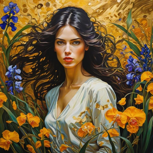 golden flowers,girl in flowers,yellow petals,splendor of flowers,beautiful girl with flowers,flower gold,yellow garden,girl in the garden,gold flower,yellow flower,romantic portrait,yellow flowers,yellow petal,mary-gold,gold yellow rose,yellow grass,yellow roses,oil painting on canvas,oil painting,mystical portrait of a girl,Illustration,Realistic Fantasy,Realistic Fantasy 06