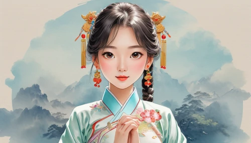 chinese art,oriental girl,oriental princess,oriental painting,oriental,wuchang,korean culture,yunnan,geisha girl,peking opera,chinese style,inner mongolian beauty,ao dai,hanbok,xizhi,mulan,geisha,asian woman,shuanghuan noble,yuanyang,Illustration,Japanese style,Japanese Style 01