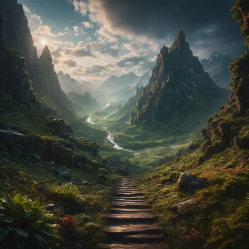 fantasy landscape,the mystical path,hiking path,the path,fantasy picture,pathway,mountain landscape,mountainous landscape,forest path,mountain world,valley of desolation,landscape background,mountain scene,nature landscape,landscapes,high landscape,path,forest landscape,world digital painting,the valley of the,Photography,General,Fantasy