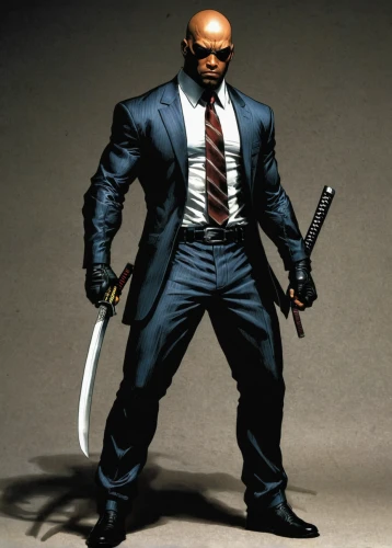 blade,actionfigure,action figure,collectible action figures,marvel figurine,black snake,game figure,kingpin,figure of justice,3d figure,a black man on a suit,crossbones,3d man,shaft,daredevil,henchman,carmine,lex,the thing,enforcer,Illustration,American Style,American Style 02