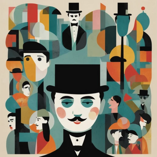 charlie chaplin,chaplin,gentleman icons,vaudeville,ringmaster,cabaret,bowler hat,top hat,vintage illustration,paris clip art,stovepipe hat,the carnival of venice,twenties of the twentieth century,vector people,holmes,silent film,roaring twenties,downton abbey,silent screen,art deco woman,Illustration,Vector,Vector 08