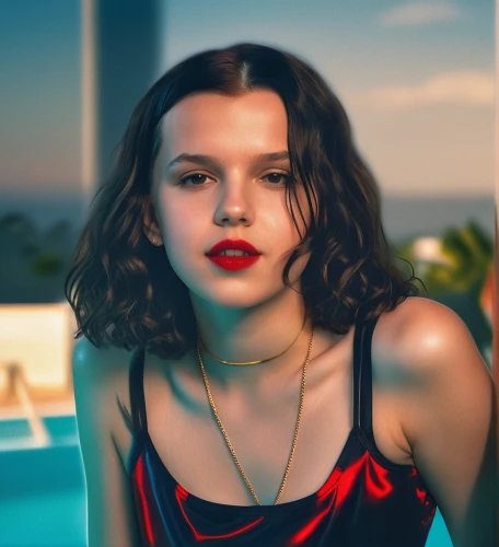 retouching,red summer,red lips,red lipstick,retro girl,digital compositing,retro woman,capri,retouch,summer icons,beach background,digital painting,femme fatale,tropical house,vogue,girl portrait,miami,agent provocateur,malibu,coral,Photography,General,Realistic