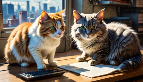 two cats,cat and mouse,vintage cats,bookend,mousepad,desk accessories,cat's cafe,cats playing,cats,felines,receptionists,maincoon,e-book readers,coworking,laptop accessory,cat lovers,cat image,trackers,american bobtail,cat family