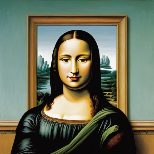 the mona lisa,mona lisa,girl-in-pop-art,woman sitting,portrait of a woman,louvre,portrait of a girl,leonardo da vinci,optical illusion,woman's face,art,italian painter,modern pop art,woman thinking,paintings,painting technique,cleopatra,art deco frame,art painting,lacerta,Art,Artistic Painting,Artistic Painting 06