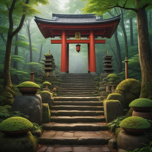 japanese shrine,shinto shrine,淡島神社,tsukemono,world digital painting,japanese background,japanese art,torii,koyasan,japan landscape,shinto,cartoon video game background,shrine,ryokan,japanese garden ornament,japanese garden,ginkaku-ji,bamboo forest,kyoto,japan garden,Illustration,Realistic Fantasy,Realistic Fantasy 27