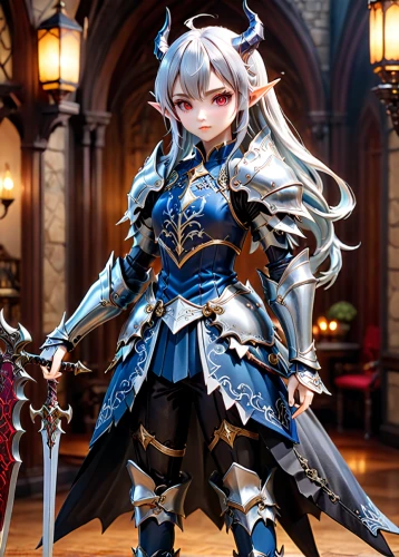 swordswoman,sterntaler,female warrior,drg,winterblueher,knight festival,vax figure,sword lily,fantasy warrior,3d figure,knight armor,dragoon,game figure,hamearis lucina,lancers,monsoon banner,dark elf,vexiernelke,paladin,armored,Anime,Anime,General