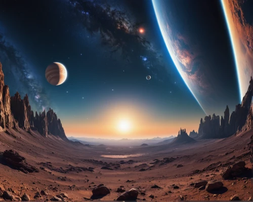 alien planet,alien world,exoplanet,futuristic landscape,lunar landscape,planetary system,space art,earth rise,planet mars,moon valley,planets,desert planet,planet eart,astronomy,celestial bodies,inner planets,planet,planet alien sky,terraforming,binary system,Photography,General,Realistic