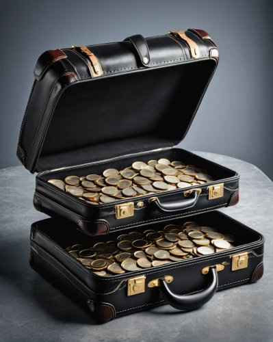 coins stacks,attache case,treasure chest,gold bullion,leather suitcase,briefcase,carrying case,leather compartments,toolbox,compartments,poker set,luggage set,luxury accessories,luggage compartments,moneybox,tackle box,savings box,stacks,pennies,money case,Photography,General,Realistic