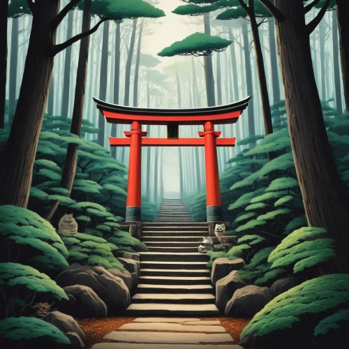 japanese shrine,torii,japan landscape,japanese background,japanese art,world digital painting,shinto shrine,tsukemono,the japanese tree,淡島神社,shinto,kyoto,bamboo forest,senbon torii,cartoon video game background,koyasan,japan garden,japan,ginkaku-ji,sōjutsu,Illustration,Abstract Fantasy,Abstract Fantasy 05