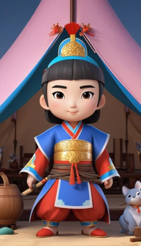 mulan,yi sun sin,hanbok,baozi,panokseon,shuanghuan noble,cute cartoon character,korean culture,arang,asian costume,sejong-ro,taiwanese opera,jeongol,the japanese doll,taekkyeon,goki,korean history,wuchang,damyang,haidong gumdo,Unique,3D,3D Character