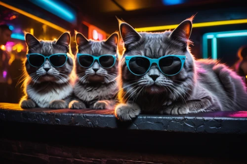 vintage cats,cats on brick wall,cat family,cats,felines,neon cocktails,two cats,cat lovers,kittens,stray cats,neon drinks,neon ghosts,oktoberfest cats,cat image,80s,cyber glasses,lasers,cat's cafe,cyberpunk,neon coffee,Photography,General,Fantasy