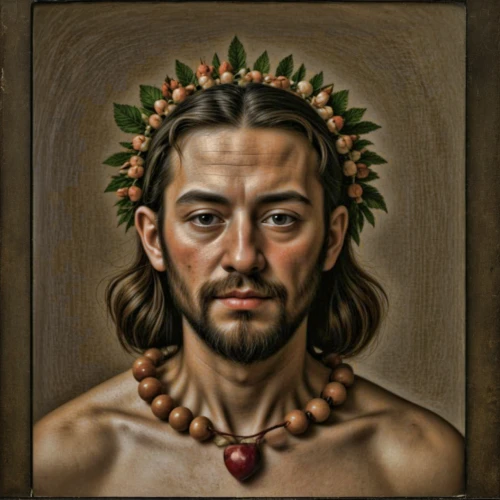 crown-of-thorns,crown of thorns,christ star,portrait of christi,polynesian,flower crown of christ,seven sorrows,flower of the passion,perseus,pagan,oil painting,medicine icon,king david,oil on canvas,narcissus,bridegroom,pachamama,artist portrait,trioceros,el salvador dali
