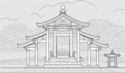 chinese temple,shinto shrine,chinese architecture,buddhist temple,japanese shrine,stone pagoda,asian architecture,wooden church,temple,pagoda,white temple,temple fade,shrine,mortuary temple,line drawing,line-art,coloring page,rokuon-ji,japanese architecture,background vector,Design Sketch,Design Sketch,Outline