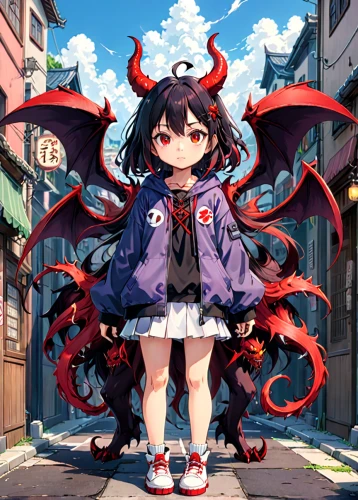 devil,imp,haunebu,fire devil,etna,angel and devil,nori,nine-tailed,harajuku,naginatajutsu,dragon,uruburu,anime japanese clothing,ako,demon,draconic,ashitaba,black dragon,lucifer,wyrm,Anime,Anime,Traditional