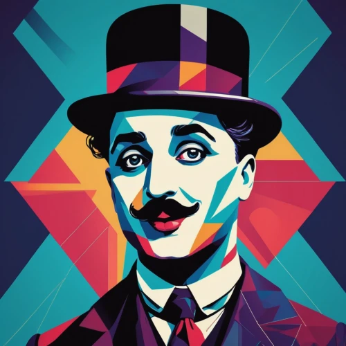 charlie chaplin,chaplin,groucho marx,wpap,ringmaster,vector art,vector illustration,twitch icon,vector graphic,gentleman icons,steam icon,magician,adolf,vector image,tesla,twitch logo,vector design,vector graphics,vaudeville,adobe illustrator,Illustration,Vector,Vector 17