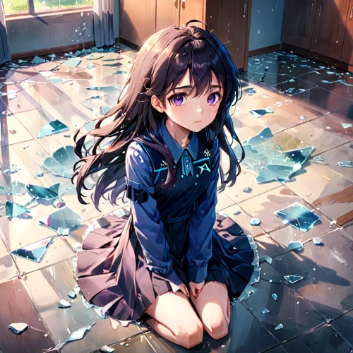 fallen petals,confetti,falling flowers,petals,fallen flower,shattered,furikake,blue petals,crossed ribbons,broken glass,rose petals,worried girl,torn dress,scattered flowers,crying heart,flowers fall,transparent background,dizzy,jigsaw puzzle,on the ground,Anime,Anime,Realistic