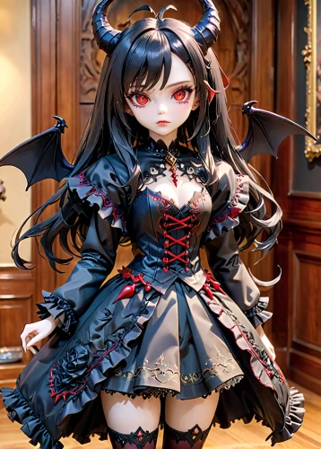 vax figure,devil,gothic fashion,gothic style,doll figure,vampire lady,female doll,gothic woman,kotobukiya,artist doll,3d figure,black angel,gothic,vampire,game figure,dark angel,haunebu,cloth doll,psychic vampire,japanese doll,Anime,Anime,General