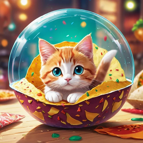 ginger kitten,tea party cat,cute cat,cat vector,game illustration,prism ball,colorful foil background,ginger cat,taco,candy corn,pico de gallo,red tabby,little cat,cat image,cartoon cat,oktoberfest cats,tacamahac,cat food,chimichanga,playmat,Illustration,Japanese style,Japanese Style 03