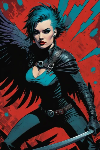 birds of prey-night,birds of prey,raven,raven's feather,raven bird,raven girl,black raven,dark angel,black widow,corvus,black crow,corvidae,bird of prey,black angel,calling raven,harpy,raven rook,harley,swordswoman,renegade,Illustration,American Style,American Style 08