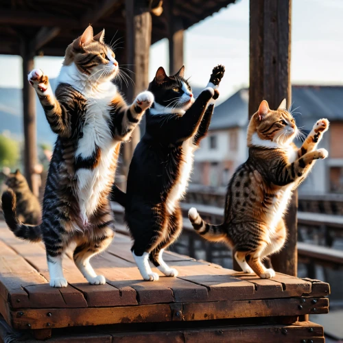 oktoberfest cats,cats playing,cats on brick wall,cat family,aerobics,cats,street dance,cheering,stray cats,vintage cats,conga,felines,funny cat,leap for joy,cat lovers,jumping,baby cats,folk-dance,cat supply,jump,Photography,General,Natural