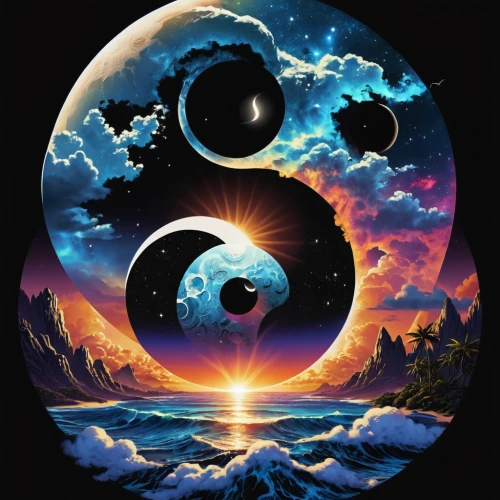yinyang,yin yang,yin-yang,yin and yang,qi gong,mantra om,global oneness,bagua,sun and moon,phase of the moon,planetary system,moon phase,copernican world system,parallel worlds,fractals art,dharma wheel,the universe,equilibrium,polarity,celestial bodies,Photography,General,Realistic