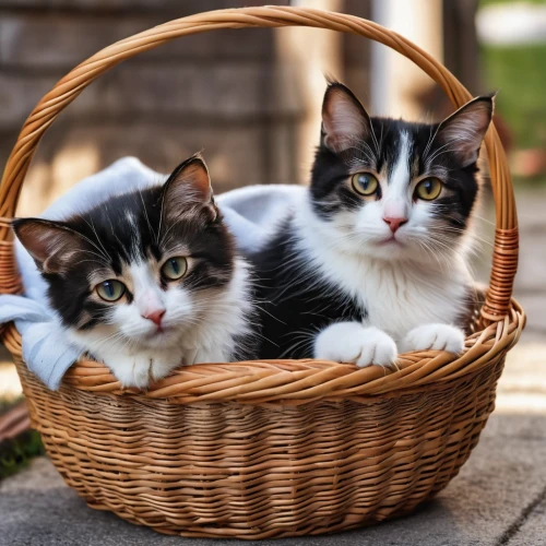 kittens,flowers in basket,picnic basket,eggs in a basket,wicker basket,bread basket,peaches in the basket,baby cats,gift basket,easter basket,shopping baskets,american wirehair,two cats,flower basket,basket of fruit,cute cat,cute animals,basket of apples,basket wicker,cat family,Photography,General,Realistic