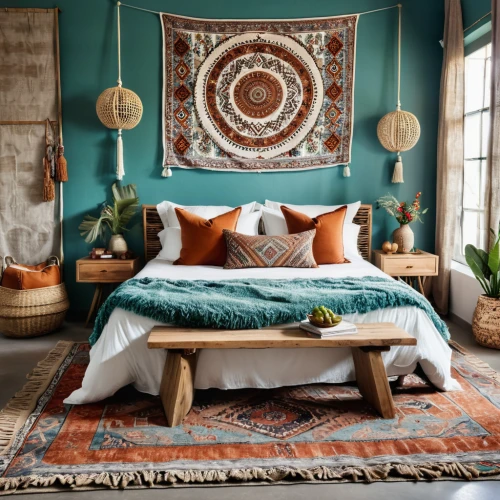 boho art,teal and orange,boho,turquoise wool,moroccan pattern,boho background,patterned wood decoration,color turquoise,modern decor,ethnic design,decor,tapestry,bohemian,bed linen,guest room,interior decor,scandinavian style,turquoise leather,decorates,wall decor,Photography,General,Realistic