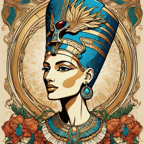 cleopatra,pharaonic,ancient egyptian girl,tutankhamun,tutankhamen,sphynx,ancient egyptian,pharaoh,ancient egypt,ramses ii,king tut,egyptian,ramses,art deco woman,horus,pharaohs,headdress,egyptology,nile,priestess,Illustration,Retro,Retro 13