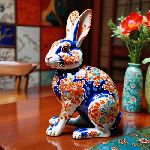 deco bunny,rabbits and hares,american snapshot'hare,european rabbit,wood rabbit,handicrafts,bunny on flower,chinaware,steppe hare,china cabinet,easter decoration,hares,blue and white porcelain,decorative art,easter décor,japanese art,hare trail,rabbit,easter rabbits,female hares,Photography,General,Realistic