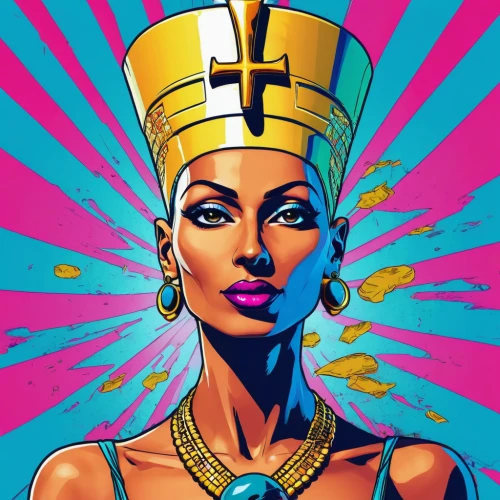wpap,pharaonic,king tut,pop art style,cleopatra,pharaoh,cool pop art,queen s,pharaohs,modern pop art,queen,pop art woman,queen crown,girl-in-pop-art,pop art,tutankhamun,queen bee,crowned,nile,ancient egypt,Illustration,Vector,Vector 19
