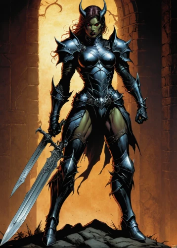 heroic fantasy,he-man,fantasy warrior,warlord,knight armor,armored,dark elf,massively multiplayer online role-playing game,black warrior,paladin,half orc,armor,shredder,greyskull,armored animal,warrior and orc,alien warrior,doctor doom,crusader,gauntlet,Illustration,American Style,American Style 02