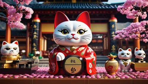 lucky cat,chinese pastoral cat,spring festival,kokeshi,auspicious,cute cartoon character,cartoon cat,jiji the cat,japanese culture,chinese art,offerings,flower cat,japanese bobtail,japanese art,dongfang meiren,cute cat,happy chinese new year,mulan,oriental,asian culture,Photography,General,Realistic