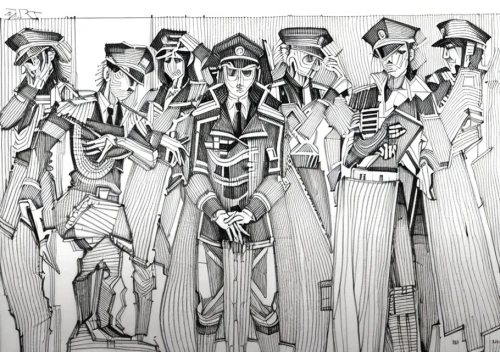 fashion illustration,costume design,drawing mannequin,sheet drawing,sailors,police uniforms,fashion design,line drawing,stilts,figure group,french foreign legion,fashion sketch,mannequins,orchestra,violinists,hand-drawn illustration,dance of death,drawing course,orchesta,suit of spades,Design Sketch,Design Sketch,None