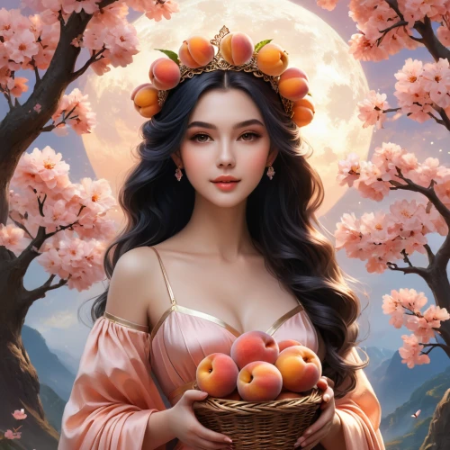 apple blossoms,blossoming apple tree,plum blossom,plum blossoms,peach flower,apricot blossom,peach tree,basket of apples,peach blossom,fruit blossoms,apple flowers,apple harvest,apple blossom,apricots,fantasy portrait,spring blossom,apple tree,peach rose,apple trees,jasmine blossom,Illustration,Realistic Fantasy,Realistic Fantasy 01
