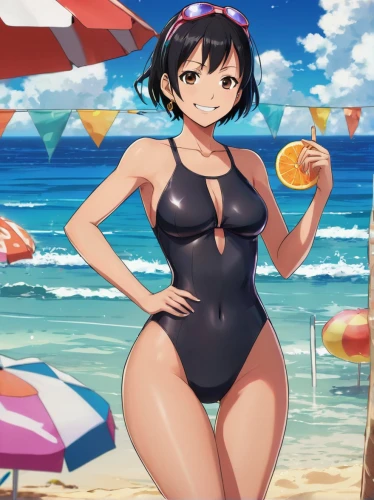 beach background,one-piece swimsuit,summer background,beach scenery,beach sports,mai tai,honolulu,malasada,summer swimsuit,nico,swimsuit,summer icons,sanya,烧乳鸽,honmei choco,maya,watermelon background,melonpan,ocean background,beach ball,Illustration,Japanese style,Japanese Style 03