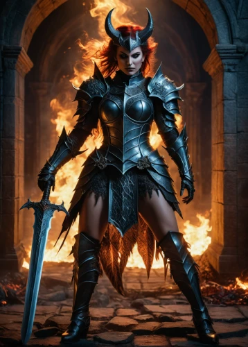 female warrior,dark elf,massively multiplayer online role-playing game,fire devil,devil,huntress,fantasy warrior,fire angel,dodge warlock,fire siren,heroic fantasy,fantasy woman,evil woman,warrior woman,sorceress,firedancer,minotaur,swordswoman,fire master,hard woman,Photography,General,Fantasy