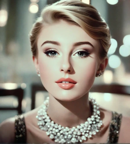 vintage makeup,pearl necklace,beautiful woman,beautiful young woman,beautiful face,bridal jewelry,audrey hepburn,pearl necklaces,beautiful model,model beauty,romantic look,beautiful girl,love pearls,beautiful women,diamond jewelry,gena rolands-hollywood,jeweled,pretty young woman,elegant,audrey