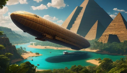 airship,airships,ancient egypt,air ship,zeppelins,aerostat,blimp,ancient egyptian,zeppelin,pharaonic,ark,hindenburg,futuristic landscape,stargate,the ancient world,atlantis,flying island,giza,unidentified flying object,pyramids,Photography,General,Fantasy